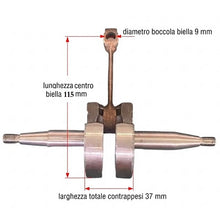 Carica l'immagine nel visualizzatore di Gallery, albero motore conico GMP B221 completo di biella e contrappesi con misure tecniche indicate