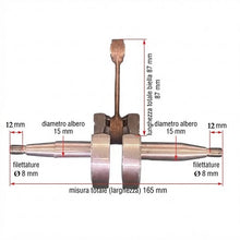 Carica l'immagine nel visualizzatore di Gallery, albero motore conico GMP B221 completo di biella e contrappesi con misure tecniche indicate