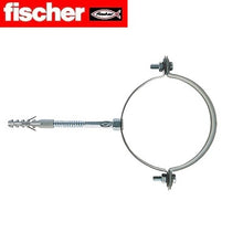 Carica l'immagine nel visualizzatore di Gallery, collare pluviale fischer scp in acciaio zincato per tubo tondo disponibile diametro 80 mm e 120 mm con vite e tassello