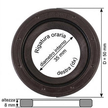 Carica l'immagine nel visualizzatore di Gallery, paraolio anello di tenuta diametro 35x50x8 mm rigato orario destro dx lombardini kohler 1210087 1210.087