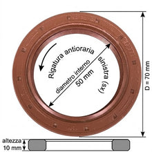 Carica l'immagine nel visualizzatore di Gallery, paraolio anello di tenuta diametro 50x70x10 mm rigato antiorario sinistro sx lombardini kohler 1213009 1213.009