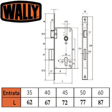 Carica l'immagine nel visualizzatore di Gallery, serratura wally infilare con scrocco mandata 262