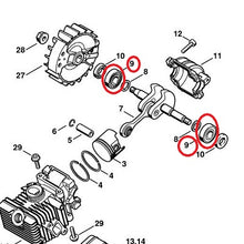 Carica l'immagine nel visualizzatore di Gallery, cuscinetto albero motore motoseghe stihl ms 192 e riduttore decespugliatori stihl fs 160 fs 180 fs 200 originale 95030030210