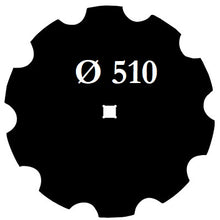 Carica l'immagine nel visualizzatore di Gallery, disco erpice frangizolle dentato diametro 510 millimetri foro centrale quadrato 23 millimetri