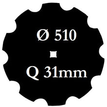 Carica l'immagine nel visualizzatore di Gallery, disco erpice frangizolle dentato diametro 510 millimetri foro centrale quadrato 31 millimetri
