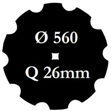 Carica l'immagine nel visualizzatore di Gallery, disco erpice frangizolle dentato diametro 560 millimetri foro centrale quadrato 26 millimetri