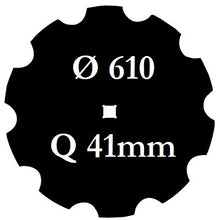 Carica l'immagine nel visualizzatore di Gallery, disco erpice frangizolle dentato diametro 610 millimetri foro centrale quadrato 41 millimetri