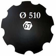 Carica l'immagine nel visualizzatore di Gallery, disco erpice frangizolle dentato diametro 510 mm foro centrale esagonale 67 mm