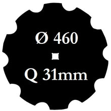 Carica l'immagine nel visualizzatore di Gallery, disco erpice frangizolle dentato diametro 460 millimetri foro centrale quadrato 31 millimetri
