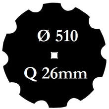 Carica l'immagine nel visualizzatore di Gallery, disco erpice frangizolle dentato diametro 510 millimetri foro centrale quadrato 26 millimetri
