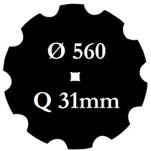 Carica l'immagine nel visualizzatore di Gallery, disco erpice frangizolle dentato diametro 560 millimetri foro centrale quadrato 31 millimetri