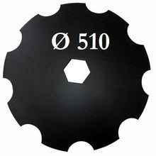 Carica l'immagine nel visualizzatore di Gallery, disco erpice frangizolle dentato diametro 510 mm foro centrale esagonale 37 mm tipo spedo