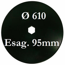 Carica l'immagine nel visualizzatore di Gallery, disco erpice frangizolle liscio diametro 610 millimetri foro centrale quadrato 95 millimetri