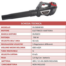 Carica l'immagine nel visualizzatore di Gallery, soffiatore a batteria elettrico dunsch 700w du50040 b3 scheda