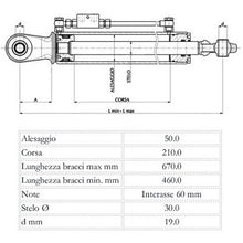 Carica l'immagine nel visualizzatore di Gallery, terzo punto idraulico 50x30x210 lunghezza chiuso 460 mm