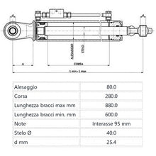 Carica l'immagine nel visualizzatore di Gallery, terzo punto idraulico 80x40x210 chiuso 520 mm