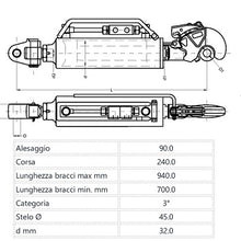 Carica l'immagine nel visualizzatore di Gallery, terzo punto idraulico 90x45x260 terza categoria chiuso 700 mm