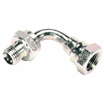 Adattatore femmina girevole /femmina girevole 90° filetto gas svasato 60° da 3/8