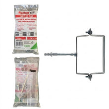 Carica l'immagine nel visualizzatore di Gallery, collare pluviale fischer scp sezione quadrata acciaio zincato per tubi 100 mm con vite e tassello
