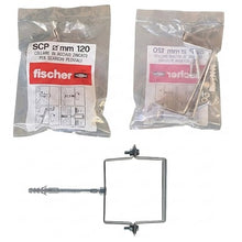 Carica l'immagine nel visualizzatore di Gallery, collare pluviale fischer scp sezione quadrata acciaio zincato per tubi 120 mm con vite e tassello

