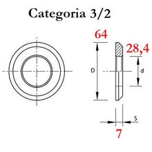Carica l&#39;immagine nel visualizzatore di Gallery, distanziale per rotula senza cono categoria 3/2 d 28,4 D 64 S 7
