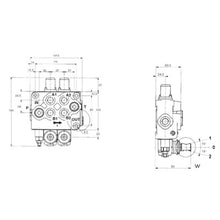 Carica l'immagine nel visualizzatore di Gallery, Distributore Walvoil modello SD5 da 3/8" a 2 leve 1ª semplice effetto 2ª doppio effetto con ritorno a molla, 40 litri. Con predisposizione per il carry over
