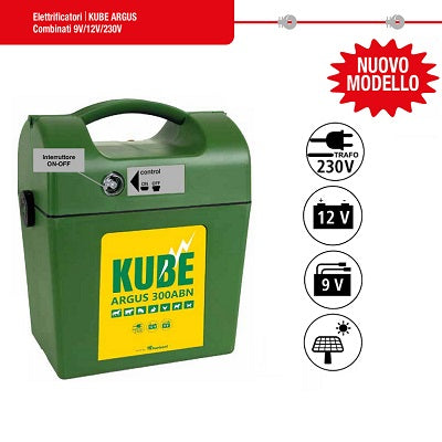 elettrificatore per recinto a batteria 9v 12v 230v kube argus 300abn codice h10910