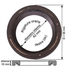 Carica l'immagine nel visualizzatore di Gallery, paraolio anello di tenuta diametro 42x58x10 mm rigato orario destro dx lombardini kohler 1212006 1212.006
