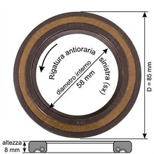 Carica l'immagine nel visualizzatore di Gallery, paraolio anello di tenuta diametro 58x85x8 mm rigato antiorario sinistro sx lombardini kohler 1213262 1213.262
