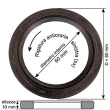 Carica l'immagine nel visualizzatore di Gallery, paraolio anello di tenuta diametro 60x80x10 mm rigato antiorario sinistro sx lombardini kohler 1210086 1210.086
