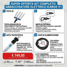 Carica l'immagine nel visualizzatore di Gallery, abbacchiatore elettrico campagnola icarus v1 eco plug-in per raccolta olive con rebbi in carbonio
