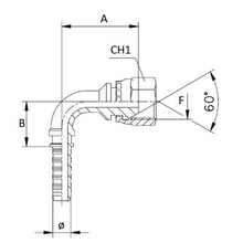 Carica l'immagine nel visualizzatore di Gallery, Raccordo femmina 90° a pressare svasatura 60° filetto BSP 1/4” per tubo da 1/4”
