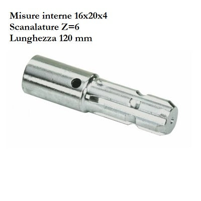 riduzione presa di forza misure interne 16x20x4 z6 l 120mm