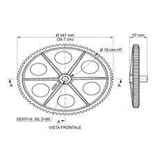 Carica l'immagine nel visualizzatore di Gallery, ruota ingranaggio z90 in nylon teflon con diametro 347 mm e fori di alleggerimento

