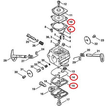 Carica l&#39;immagine nel visualizzatore di Gallery, serie membrane per carburatori zama di motoseghe stihl ms 190 t ms 210 ms 230 ms 250 codice 11230071060
