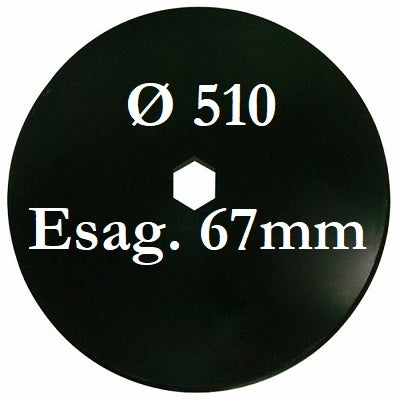 disco erpice frangizolle liscio diametro 510 mm foro centrale esagonale 67 mm