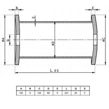 Carica l&#39;immagine nel visualizzatore di Gallery, distanziale per frangizolle asse quadro 26 mm diametro 125 mm lunghezza 221 mm
