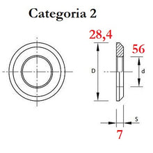 Carica l&#39;immagine nel visualizzatore di Gallery, distanziale per rotula senza cono categoria 2 d 28,4 D 56 S 7
