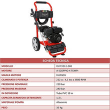 Carica l&#39;immagine nel visualizzatore di Gallery, idropulitrice a scoppio 4 tempi du73212 240 scheda tecnica
