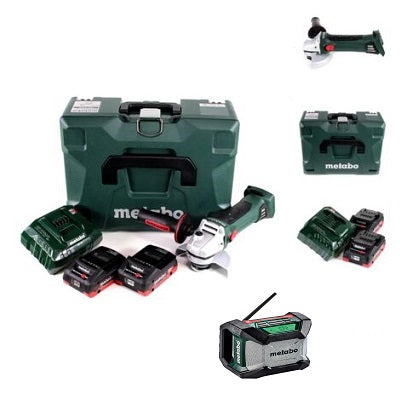 kit combo set smerigliatrice angolare a batteria 18v 125 mm w 18 ltx 125 quick metabo codice 602174840 due batterie