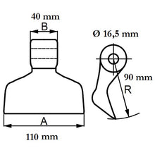 Carica l&#39;immagine nel visualizzatore di Gallery, mazza per trinciasarmenti di larghezza 120 mm lunghezza 90 mm attacco 40 mm e con foro di diametro 16,5 mm peso kg 1,080
