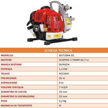 Carica l&#39;immagine nel visualizzatore di Gallery, motopompa a scoppio 2 tempi dunsch du71044 25 scheda tecnica
