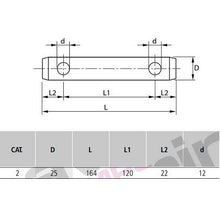 Carica l&#39;immagine nel visualizzatore di Gallery, perno terzo punto a due fori 25x164 categoria 2 per trattore 
