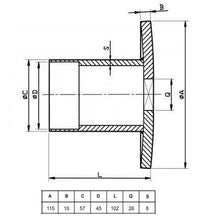 Carica l&#39;immagine nel visualizzatore di Gallery, semi-distanziale per frangizolle asse quadro 26 mm diametro 115 mm lunghezza 102 mm
