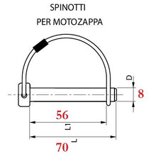 Carica l&#39;immagine nel visualizzatore di Gallery, spinotto per motozappa d 8x70x56
