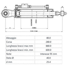 Carica l&#39;immagine nel visualizzatore di Gallery, terzo punto idraulico 80x40x210 chiuso 520 mm
