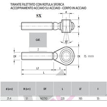 Carica l&#39;immagine nel visualizzatore di Gallery, tirante filettato sx con rotula sferica terzo punto categoria 2 misura 27x3
