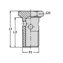 Carica l&#39;immagine nel visualizzatore di Gallery, vite forata per raccordo ad occhio filettatura 3/8” bsp gas cilindrico
